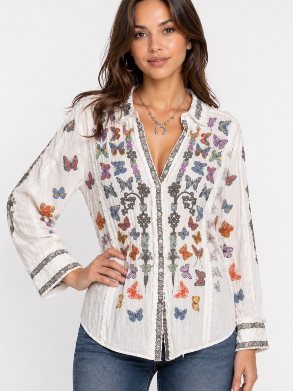 Johnny Was heavily embroidered TALIA TUNIC NWT oversized